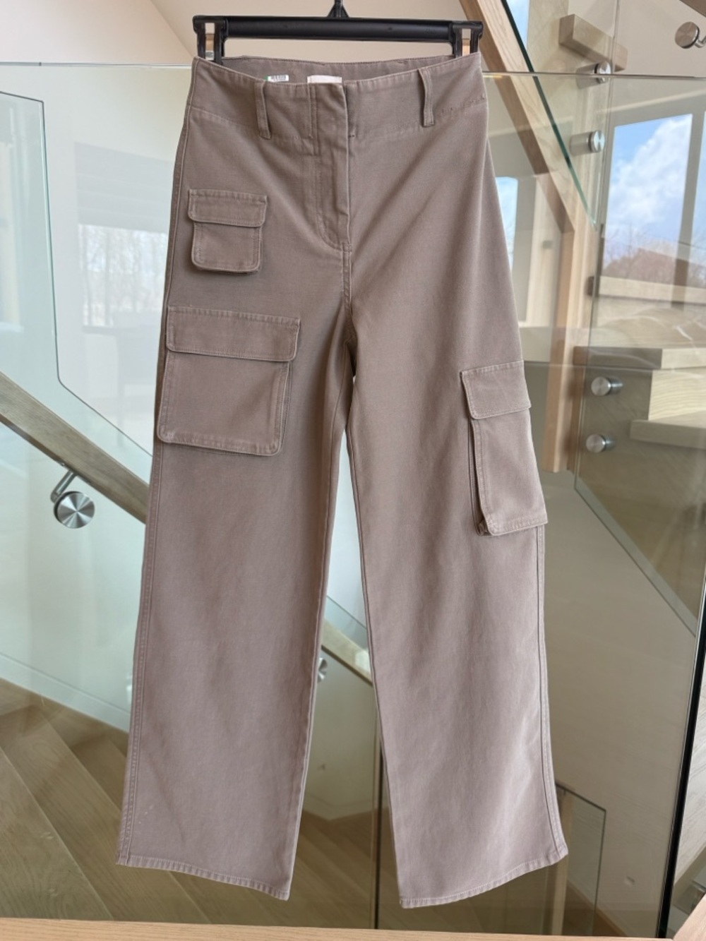 Wilfred Taupe Wide-Leg Cargo Pants